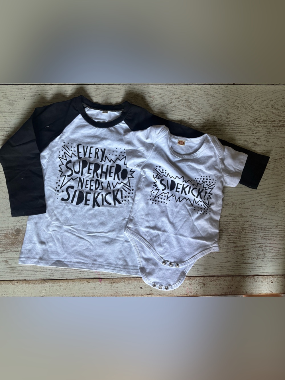 Kids' White & Black 'Superhero Sidekick'  Shirt and Bodysuit Set
